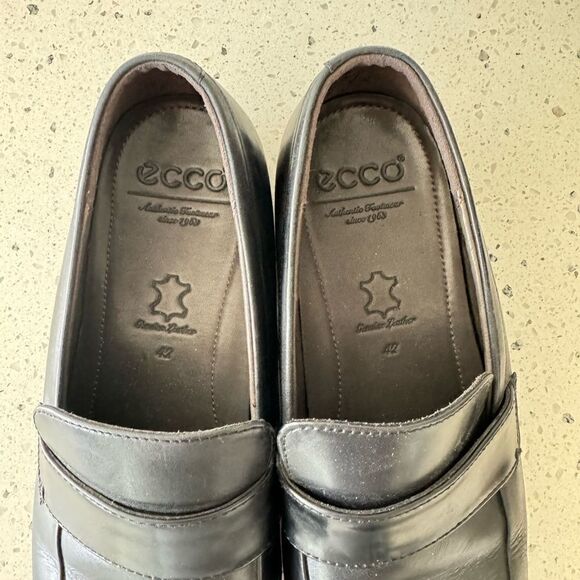 ECCO Men’s Black Leather Sleek Loafers Slip On Style Shoes Size EU42 / US8-8.5 - Picture 6 of 12